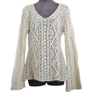 EC CABI OPEN WEAVE MOHAIR BLEND BOHO SWEATER SZ.M